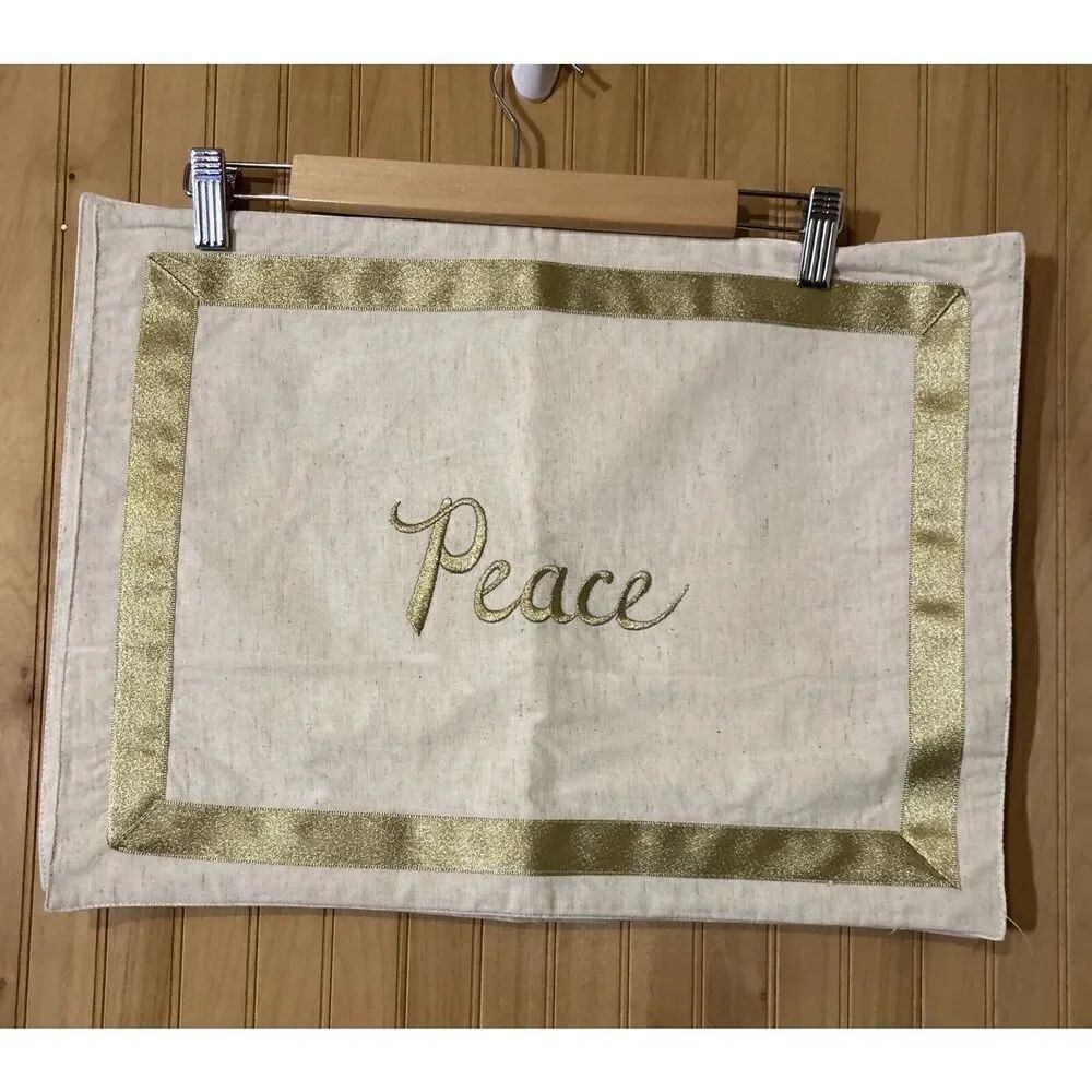Gold Trim Peace Embroidered Placemats